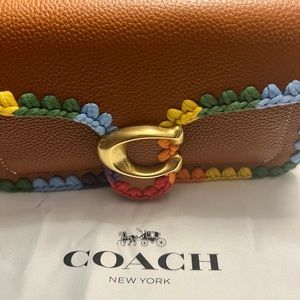 Coach Tabby Chain Clutch With Rainbow Crochet